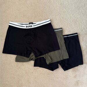 Boss 3-Pack Men's Boxer Briefs in Black & Olive with Logo Waistband
